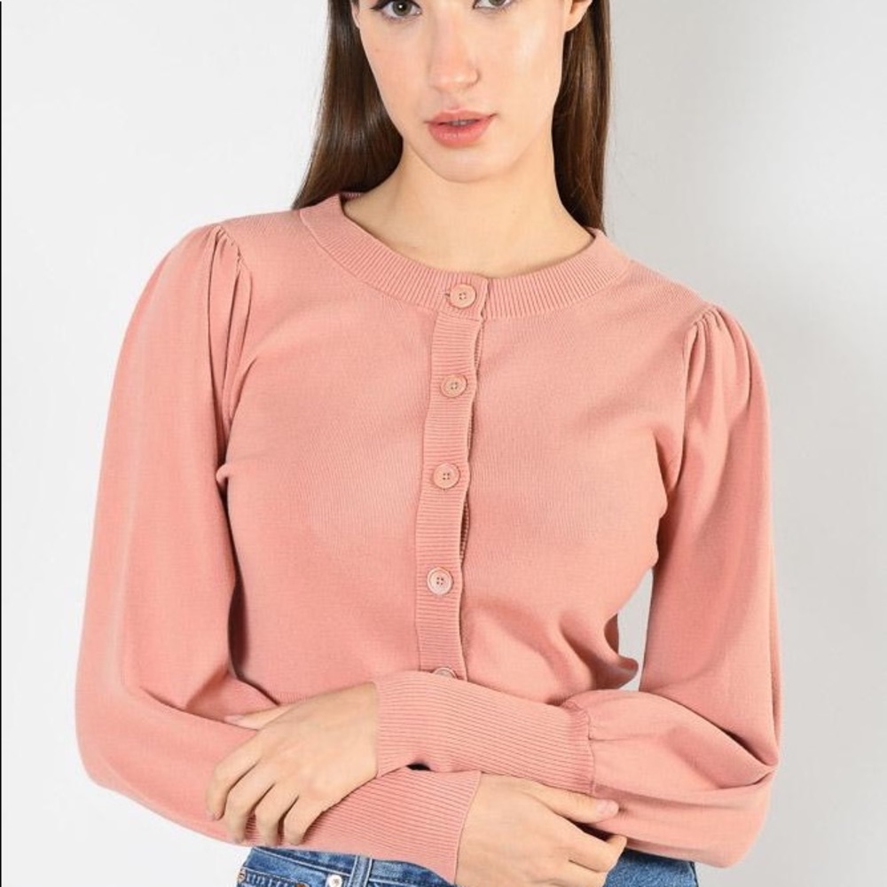 Aritzia NWT Wilfred Alessia Cardigan XS Heirloom Rose pink button crop sweater